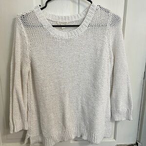 Eileen Fisher White Knit Crew Neck Sweater
